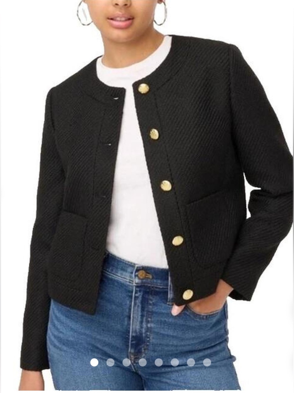 J. Crew Black Quilted Tweed Button-Front Fall Preppy Classic Blazer NWT Sz 16
